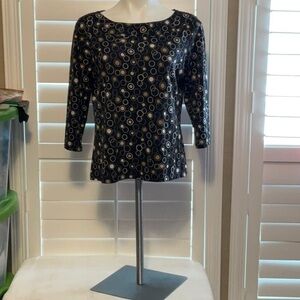 Elegant Black and Gold Circle Pattern Blouse